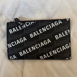 Balenciaga Black and White Logo Pouch